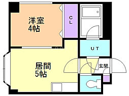 恵比寿第2ハイツ 1DKの間取図画像