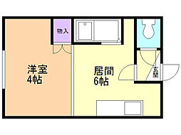 パレス南郷 1DKの間取図画像