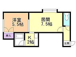 ウッドストック北郷 1LDKの間取図画像