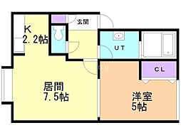チェルシー平和の杜 1LDKの間取図画像