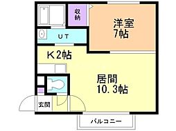 グランディオス月寒東 1LDKの間取図画像