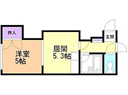 エスハイム 1DKの間取図画像