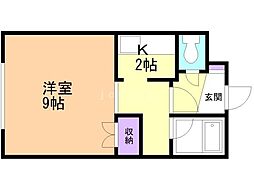 クィーンズコート南郷 1Kの間取図画像
