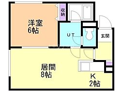 プリマクラッセ菊水 1LDKの間取図画像