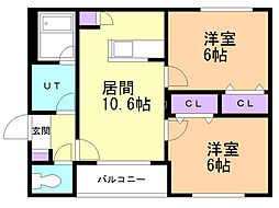 リッツグランデ白石駅 2LDKの間取図画像