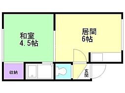 コーポヨシダB 1DKの間取図画像
