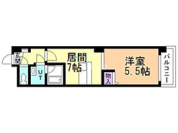 コンパス白石 1DKの間取図画像