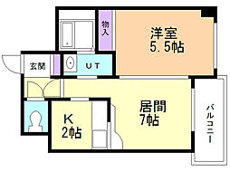 パースコート 1LDKの間取図画像