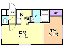 クレア本郷通 1LDKの間取図画像