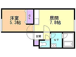 ベルヴィー1 1LDKの間取図画像