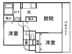 ティアナ 2LDKの間取図画像