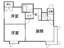 アールメゾン川北 2LDKの間取図画像