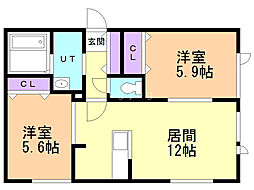 プレステージ 2LDKの間取図画像
