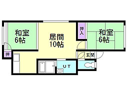 コーポ竹内 2LDKの間取図画像