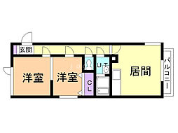ビックバーンズマンション北郷3A棟 2LDKの間取図画像