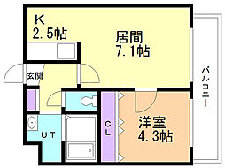 フロムコート 1LDKの間取図画像
