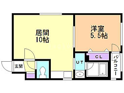フォンテーヌ東札幌 1LDKの間取図画像
