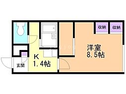 レオパレスフィオーレ月寒 1Kの間取図画像