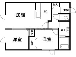 コウエイビル 2LDKの間取図画像