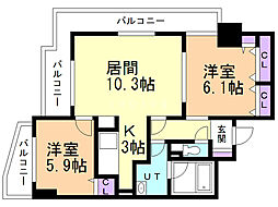 ガーネットハイツ菊水 2LDKの間取図画像