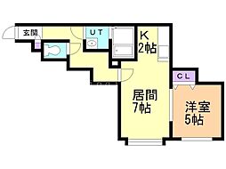 リネール川下 1LDKの間取図画像