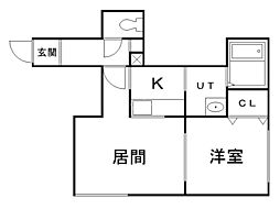メゾンドゥルイース 1LDKの間取図画像