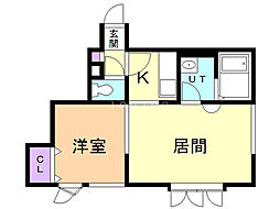 マイコート北郷 1LDKの間取図画像