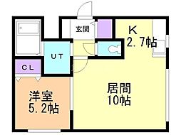 クラリス白石中央 1LDKの間取図画像