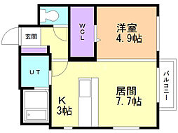 MFレジデンス東札幌 1LDKの間取図画像