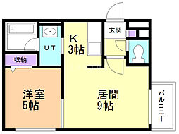 毘沙門天 1LDKの間取図画像