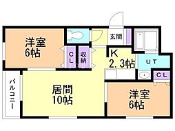 グランメール栄通20A 2LDKの間取図画像