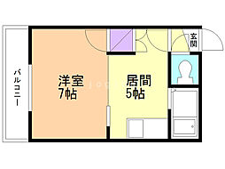 ルミエール東札幌 1DKの間取図画像