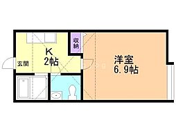 ディアコート白石 1Kの間取図画像