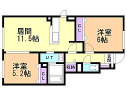 パンルージュ1 2LDKの間取図画像