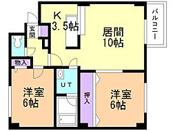 アイリス壱番館 2LDKの間取図画像