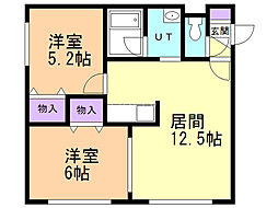アクアスタイル 2LDKの間取図画像