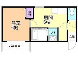 アローム南郷 1DKの間取図画像