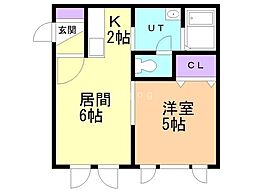 アミィヒルズ 1LDKの間取図画像