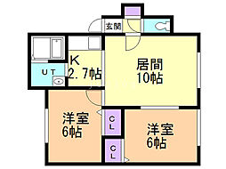 ルミエールT・M南郷 2LDKの間取図画像