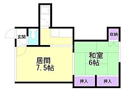 四丁目マンション 1DKの間取図画像