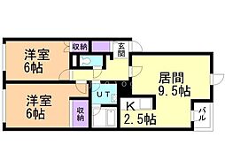 プラドール平和 2LDKの間取図画像