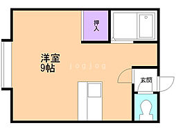 エルディハイツ 205 2階ワンルームの間取り