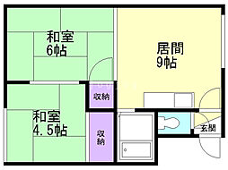 ティアラM44 2LDKの間取図画像