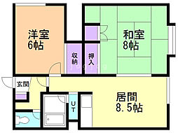 フラワーハイツ 2LDKの間取図画像