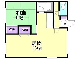 コーポ菊地 1LDKの間取図画像