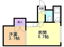パルコート平岸411 1DKの間取図画像