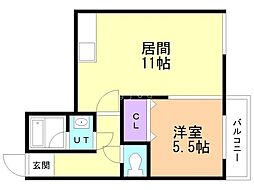コーポ第2白楊 1LDKの間取図画像