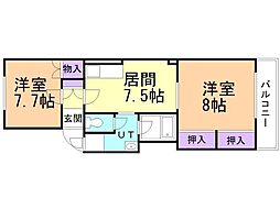 ファミール緑ヶ丘 2DKの間取図画像