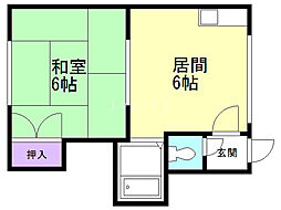 高台ハイツ 1DKの間取図画像