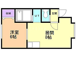 ラポール川沿 1LDKの間取図画像